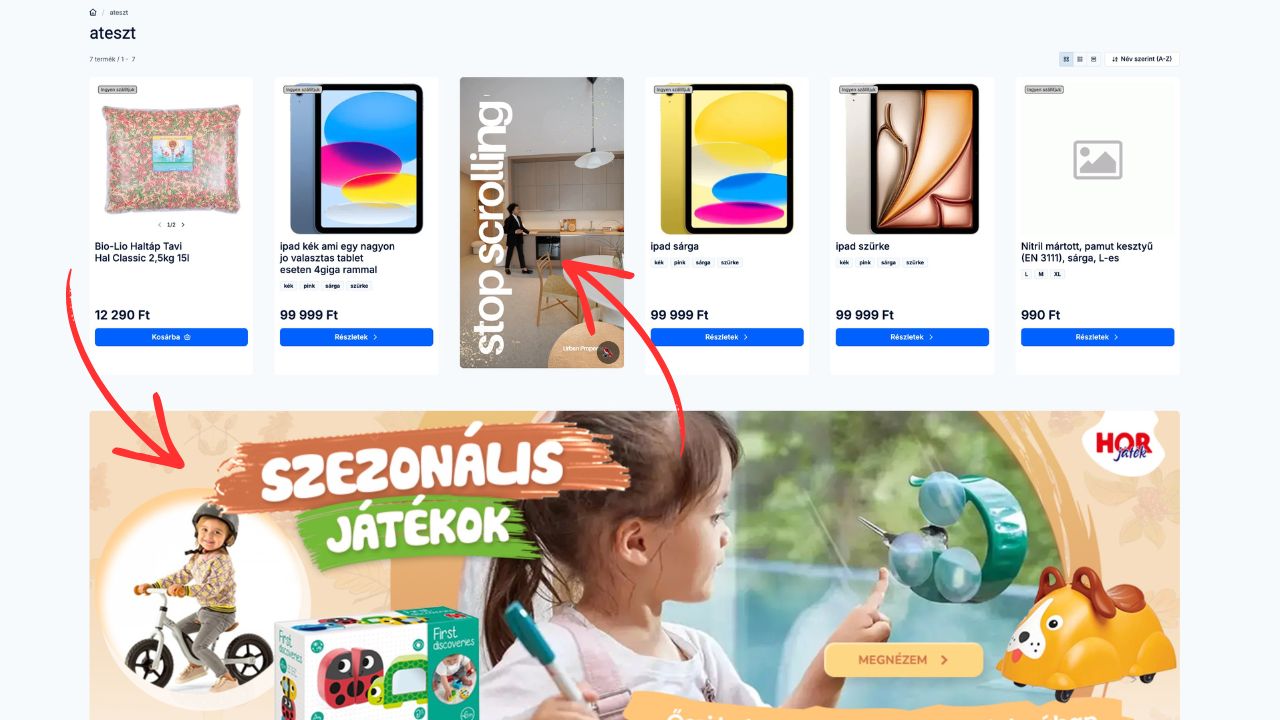 UNAS fejlesztés bemutató kép