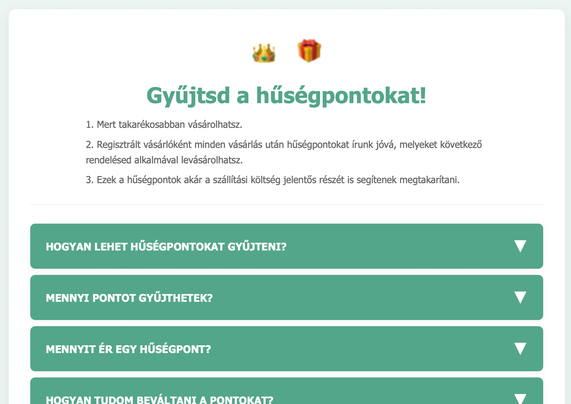 Hűségpont rendszer